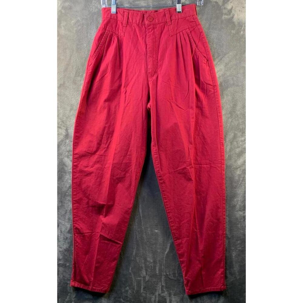 Vtg 80s Cherokee Ruby Cotton High Waisted Tapered Leg Pants Size 6